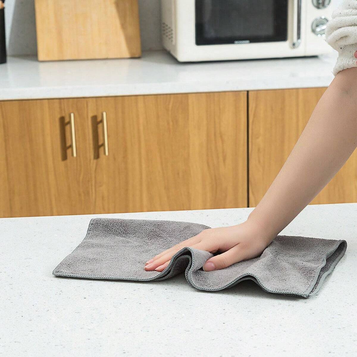 HYER KITCHEN Grey Cleaning Cloth Set, Super Soft, Quick Dry, And Absorbent,Kitchen,Bathroom,Home,Household Supplies