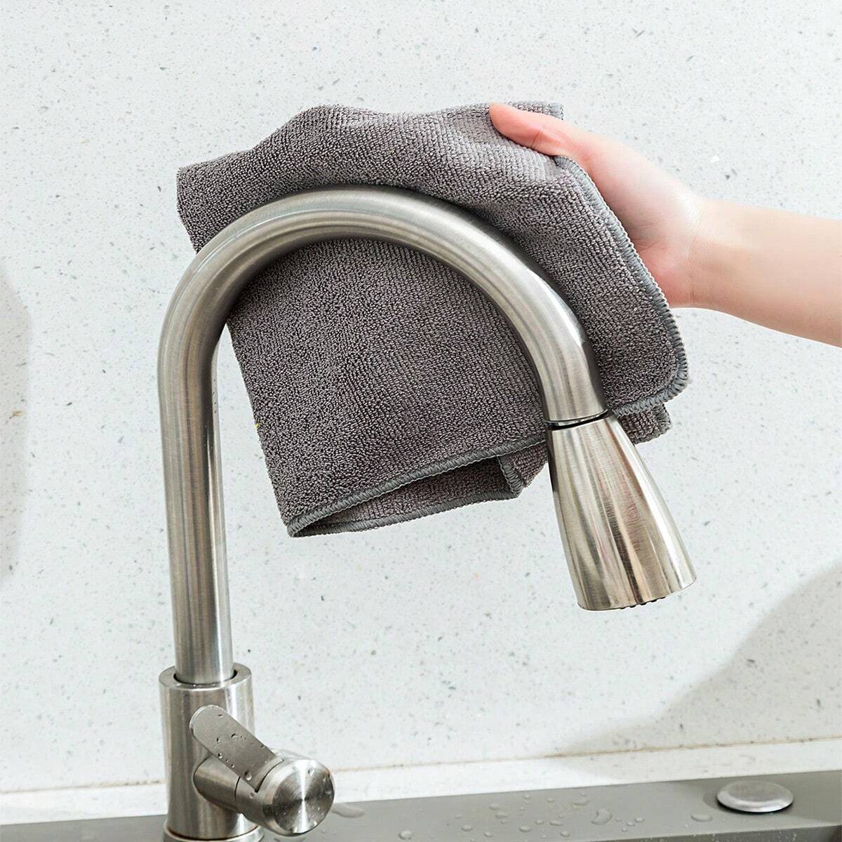 HYER KITCHEN Grey Cleaning Cloth Set, Super Soft, Quick Dry, And Absorbent,Kitchen,Bathroom,Home,Household Supplies