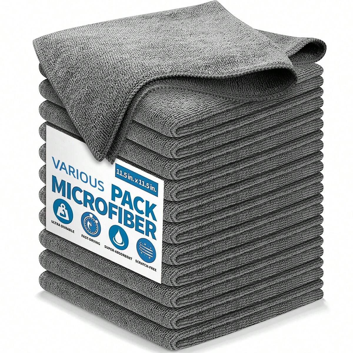 HYER KITCHEN Grey Cleaning Cloth Set, Super Soft, Quick Dry, And Absorbent,Kitchen,Bathroom,Home,Household Supplies