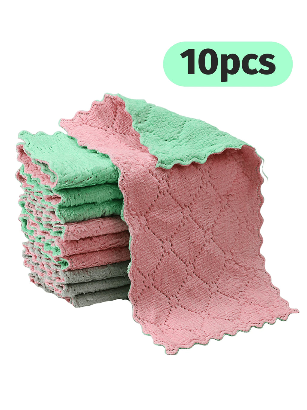 10pcs Random Color Super Absorbent Microfiber Kitchen Cleaning Cloths, Highly Efficient For Dishes, Bathroom, Home Supplies