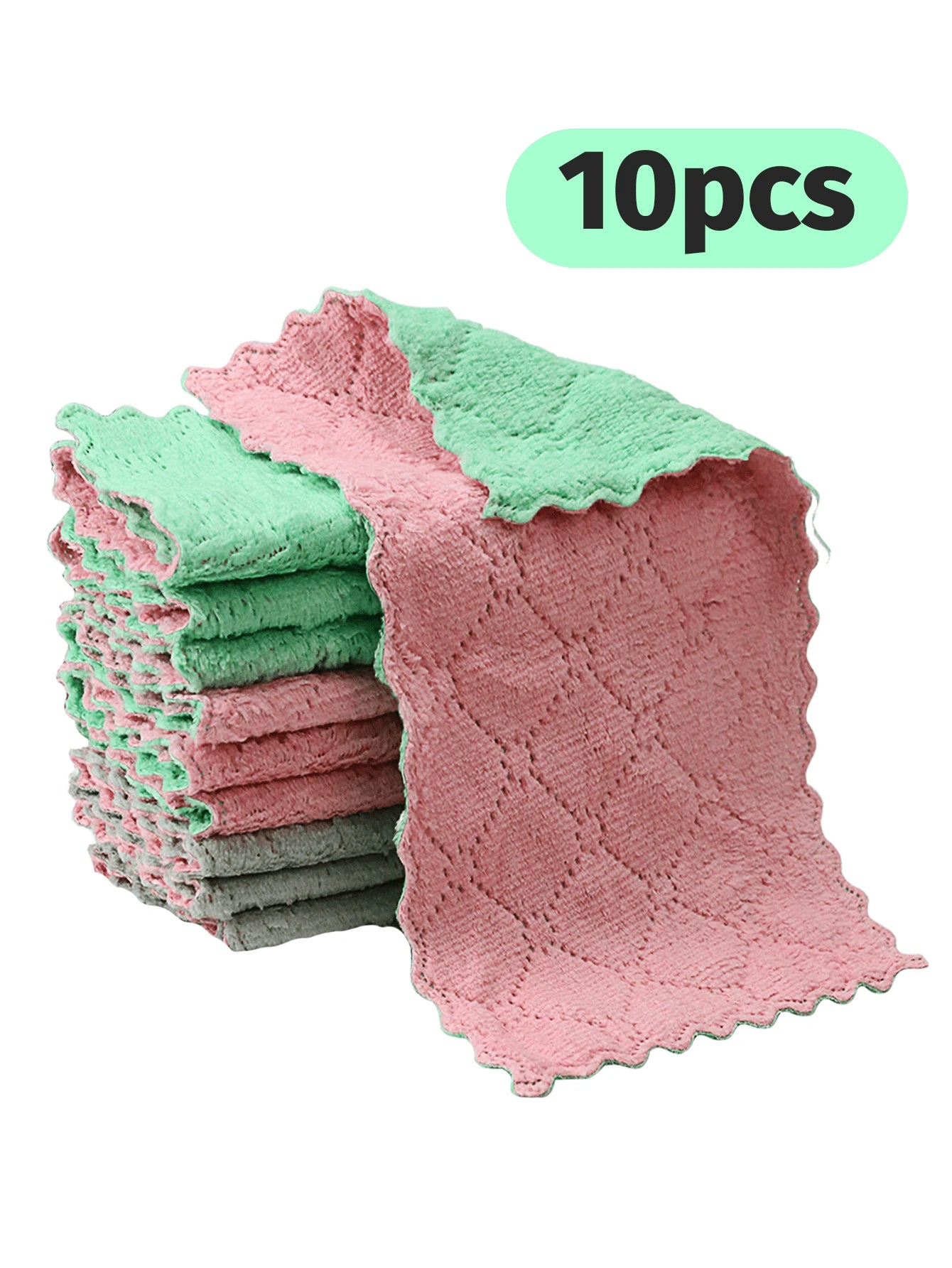 10pcs Random Color Super Absorbent Microfiber Kitchen Cleaning Cloths, Highly Efficient For Dishes, Bathroom, Home Supplies