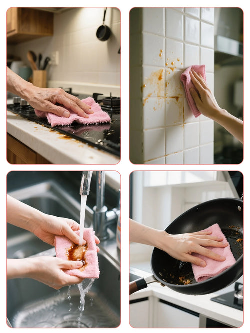 10pcs Random Color Super Absorbent Microfiber Kitchen Cleaning Cloths, Highly Efficient For Dishes, Bathroom, Home Supplies