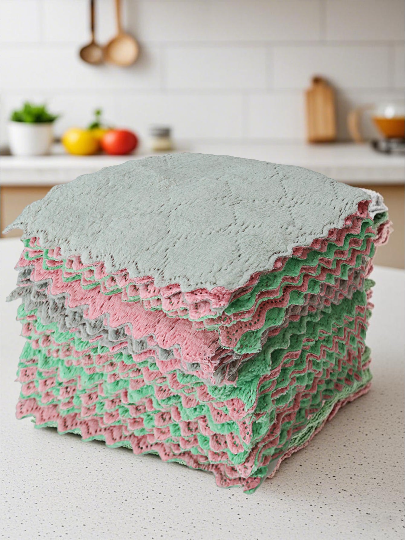 10pcs Random Color Super Absorbent Microfiber Kitchen Cleaning Cloths, Highly Efficient For Dishes, Bathroom, Home Supplies