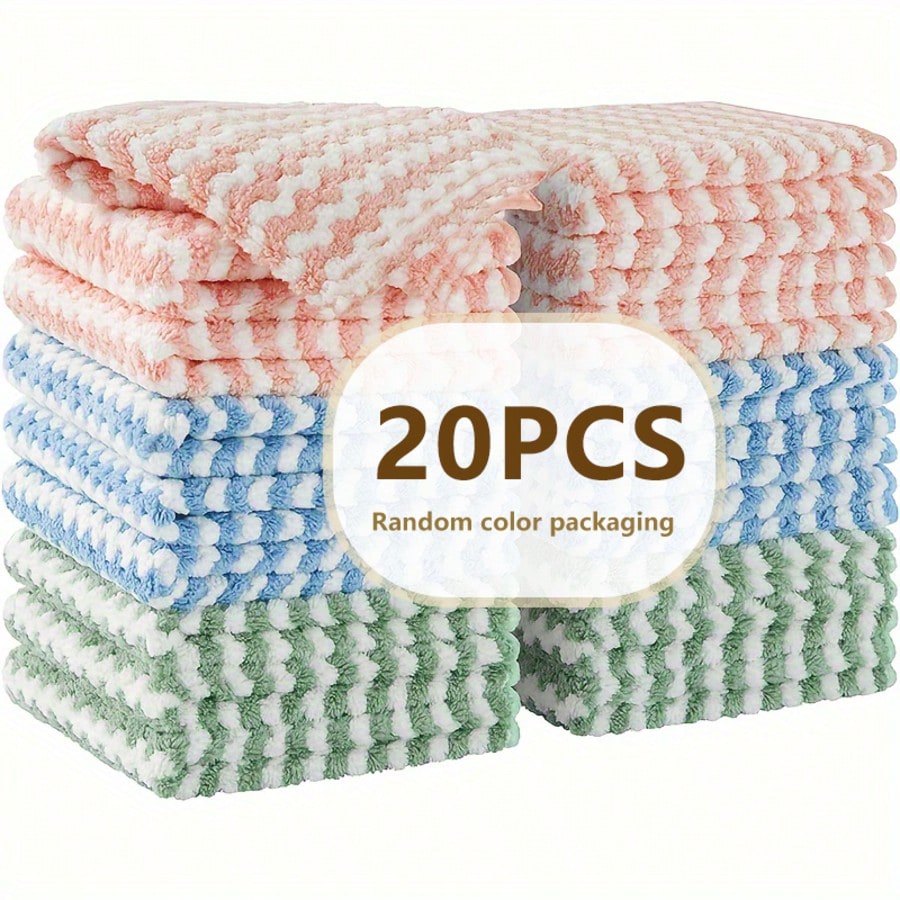 20pc Microfiber Cleaning Cloth, Kitchen Towels For Dish Drying Washing, Absorbent Streak Free Lint Free Rags For Cleaning, Reusable And Washable Towels, Cleaning Rags No Odor, Car Wipe,Festive Gifts,Christmas Gifts.