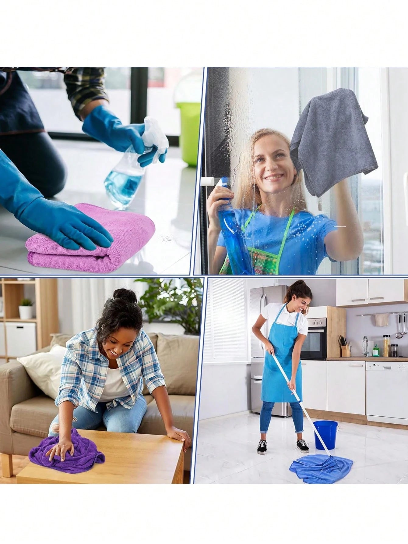 4/8pcs Reusable & Washable Super Microfiber Cleaning Cloths, Suitable For Mop, Floor And Window Cleaning, Modern Style, Non-Woven, Absorbent And Quick Drying
