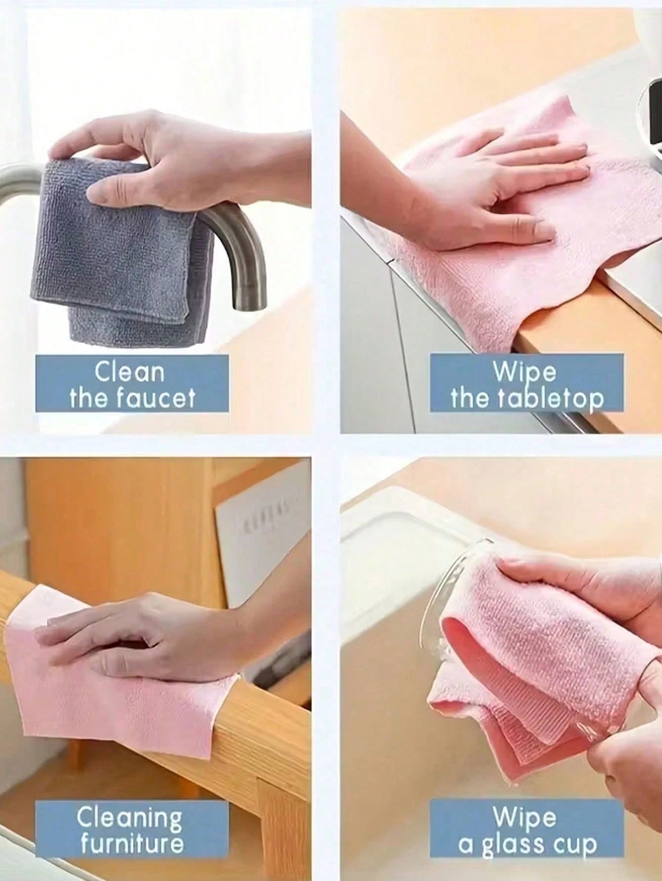 1 Roll/20pcs Reusable Super Absorbent Microfiber Cleaning Wipes - Highly Absorbent, Durable And Machine Washable Kitchen Towels, Suitable For Washing Dishes, Cleaning Countertops, Floors - Multipurpose Household Cloths, Modern Square Design, Space Themed Cleaning Supplies, Dish Cloths, Countertop Wipes, Highly Absorbent Fabric