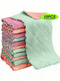 10pcs Random Color Super Absorbent Microfiber Kitchen Cleaning Cloths, Highly Efficient For Dishes, Bathroom, Home Supplies