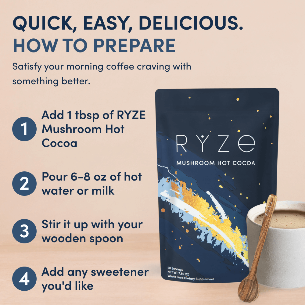 RYZE Mushroom Hot Cocoa 20 Serving Mushroom Hot Cocoa