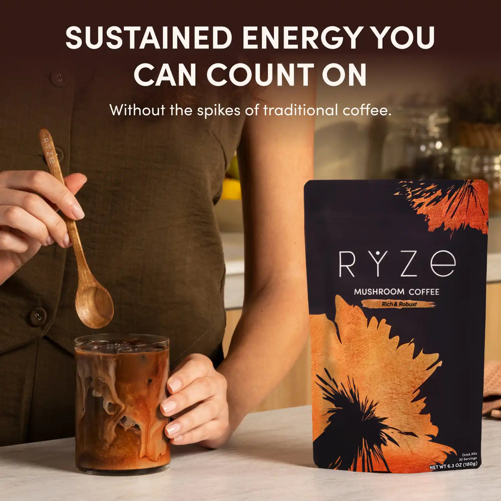 RYZE Mushroom Coffee – Dark Roast, 30 Servings