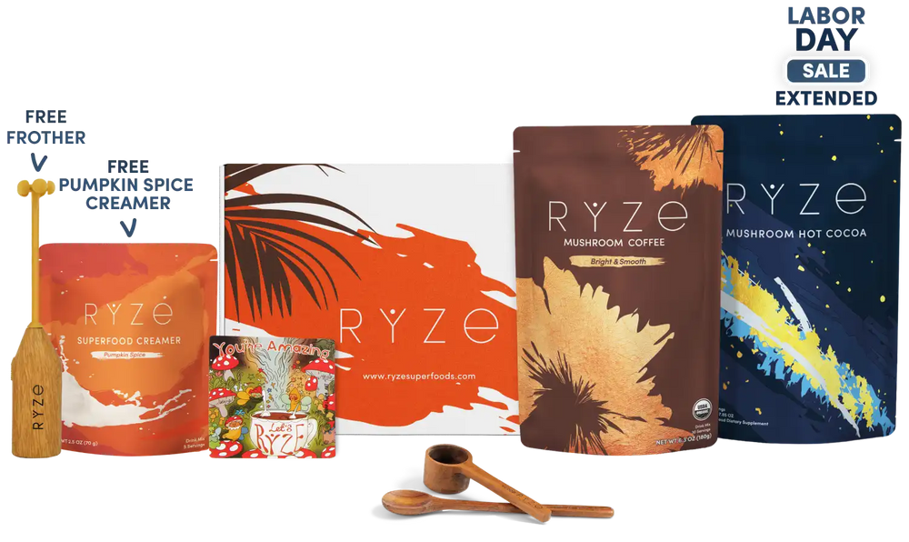 RYZE Day + Night Bundle Mushroom Cocoa + Mushroom Coffee