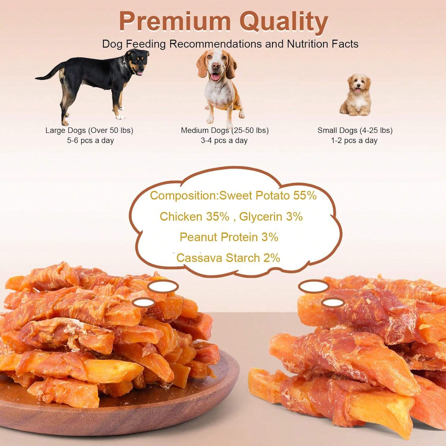 10.58oz Premium Real Chicken Wrapped Sweet Potato Dog Treats - High-Protein, Rawhide-Free, Ideal For Training, Dental Health, And Puppies -