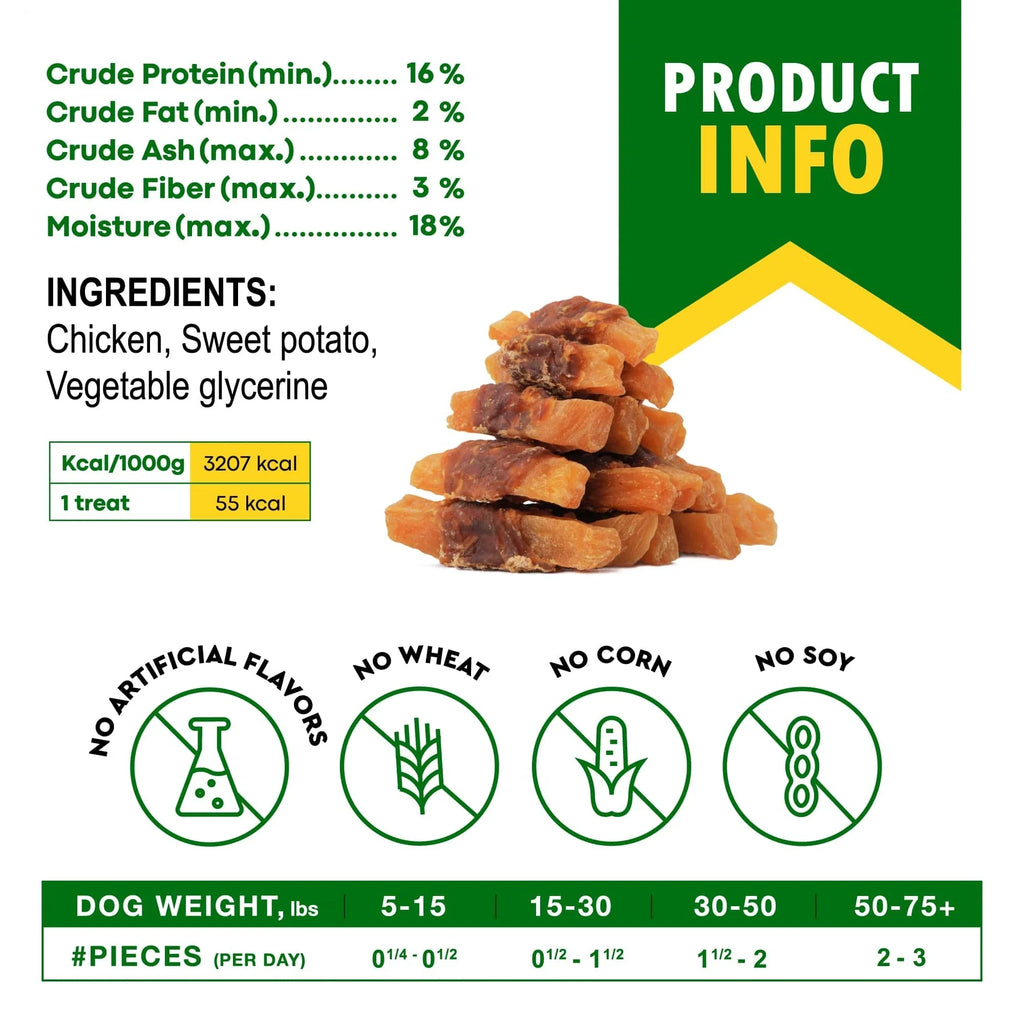 Beloved Pets Dog Sweet Potato Wrapped With Chicken & Pet Natural Chew Treats - Grain Free Meat & Human Grade Dried Snacks In Bulk - Best Twists For Training Small & Large Dogs (Sweet Potato) - Lab Tested In The USA