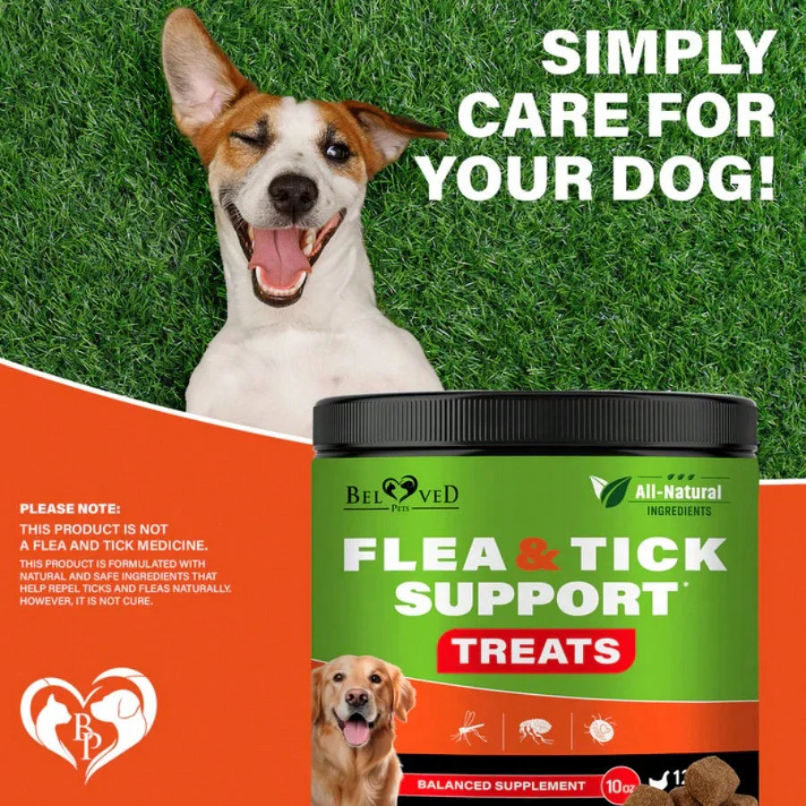 Beloved Pets Flea & Tick Support Chicken Flavor Chewable Pills For Dogs, 10-Oz Pack