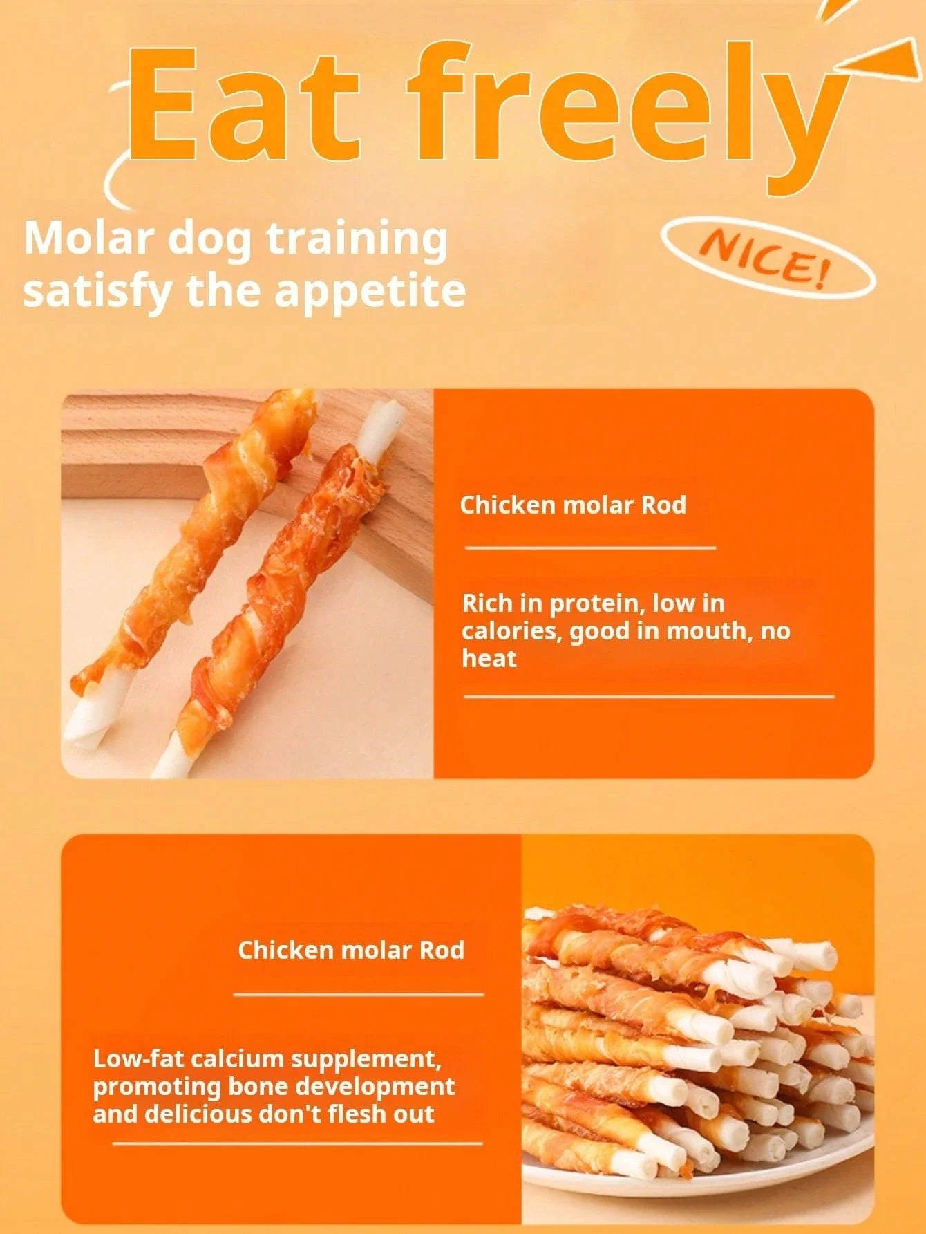 helety Pet Snacks-Chicken Cowhide Grinding Bar